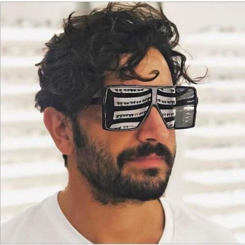 New square large size goggles Womens black uv400 sunglasses Summer outdoor sunscreen color changing mirror