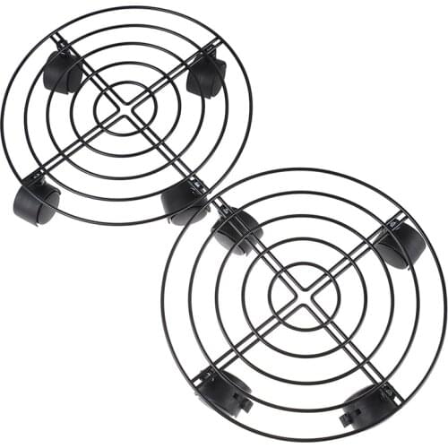 Plant Iron Potted Plant Stand with Wheels Round Flower Pot Rack Roller Holder