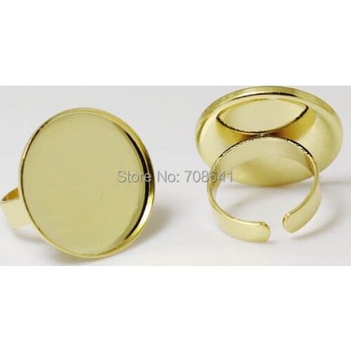 Blank Open Ring Settings with Strong Round Bezel Glass Cameo Cabochon Bases Rings DIY Findings Golden Plated