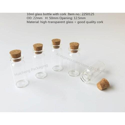 50pcs x 10ml Glass Jars Cork Stopper Ornaments DIY Small Cheap Mini Containers Message Vials Popular Mason Jar Decoration Bottle