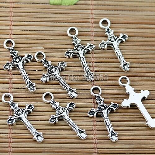 70pcs Tibetan silver little crucifix charms EF1877