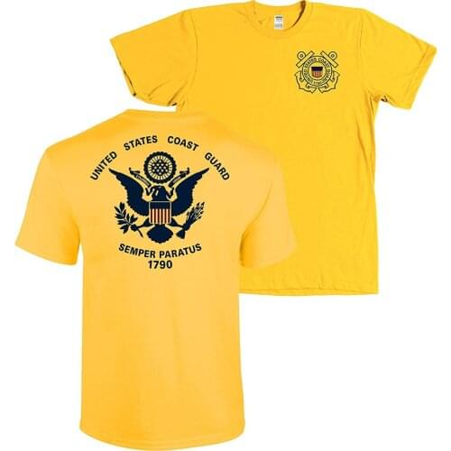 Uscg Us Coast Guard Flag Front & Back Gold USA 2019 New Brand Clothing Custom Special Print Men Photo T Shirts