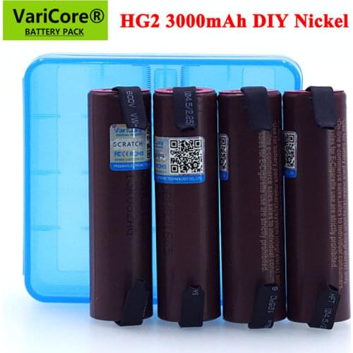 VariCore New HG2 18650 3000mAh Rechargeable battery 3.6V discharge 20A, dedicated batteries DIY Nickel Sheets +Storage box
