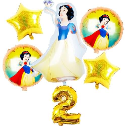 6PCS/set Disney Snow White Cartoon Theme Balloon Birthday Wedding Party Decor Baby Shower Aluminum Foil Number Balloons kid toy