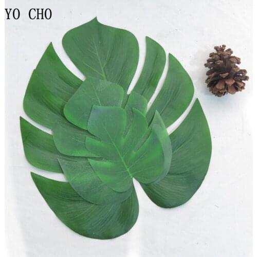 YO CHO 12pcs Popular Home Decor Green Plant Artificial Plants Silk Monstera Deliciosa Turtle Leaf Artificial Plants For Garden
