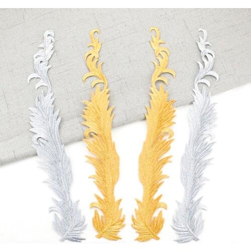 Gold Silver Mirror Flower Embroidery Patch Home Curtain Fabric Accessories Ethnic Clothing Ribbon Strips Chinese Style Iron On