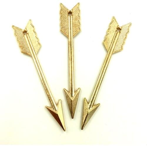 10Pcs Gold Tone Arrow Fleche Charms Pendants Breloque Jewelry DIY Making Finding 62x11mm