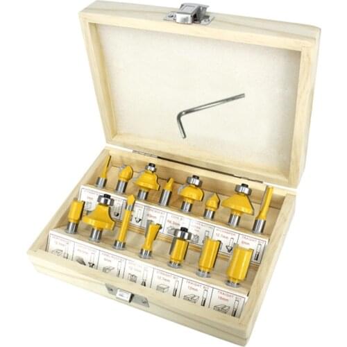 15Pcs 8mm Router Bit Set Trimming Straight Milling Cutter for Wood Bits Tungsten Carbide Cutting Woodworking