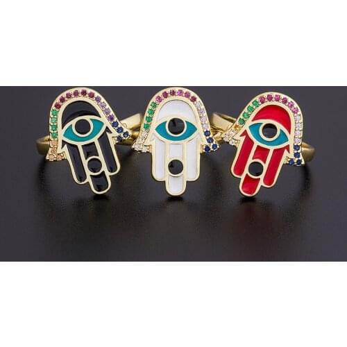 2020 New Fashion Elegant Blue Evil Eye Cubic Zirconia Palm Rings 3 Colors Choice Adjustable Jewelry Finger Ring Women Lucky Gift