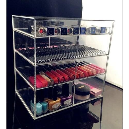 5PCS Anti-Scratch Clear Acrylic Cosmetic Jewelry Makeup Organizer Box Case 4 Storage Drawer Cases Holder Make Up Storager Boxes