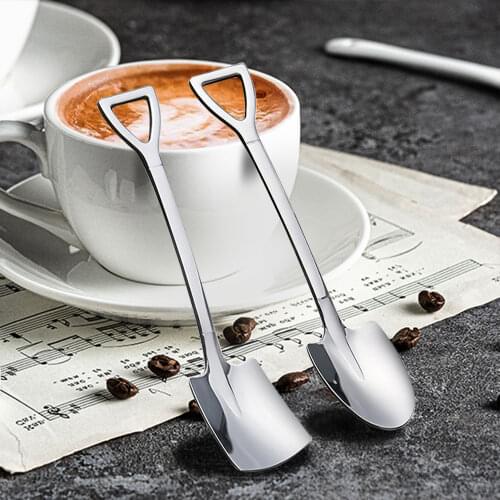 4PCS Stainless Steel Coffee Spoon Cutlery Set Stainless Steel Retro Iron Shovel Ice Cream Spoon Scoop Tea-spoon Tableware