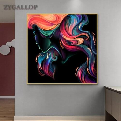 Abstract Woman Wall Art Modern Watercolor-Canvas Painting Scandinavian Posters and Prints Wall Painting for Bedroom Decor Cuadro