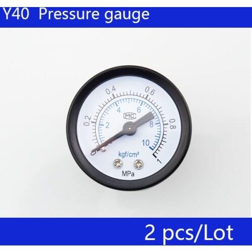 Free Shipping 2pcs small pressure gauge Y40 axial pressure gauge, thread 1/8, measuring range 1MPa