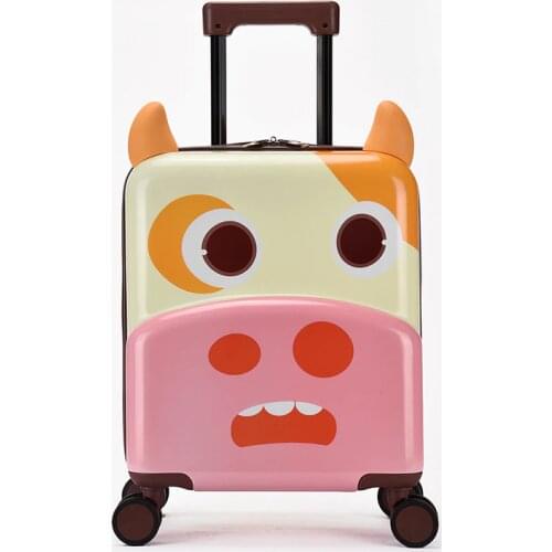 18 Inch New 3D Cartoon Cute Animal Kids Abs +PC Rolling Luggage Spinner Children Boarding Suitcases Trolley Travel Bag Student