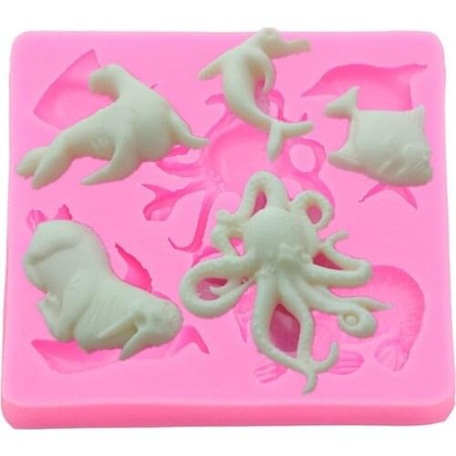 Octopus dolphin sea lion chocolate mold turn sugar cake silicone mold cake dessert decorative mold DIY tchen pastry baking too1s