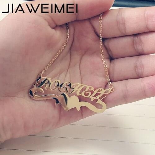Custom Heart Shaped Name Necklace Personalized 925 Sterling Silver Women Jewelry Nameplate Choker Gold Plated Pendant Jewelry