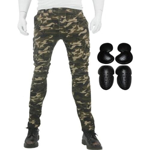 Camouflage Men off-road Motorcycle Riding Pants Motocross Racing Jeans Anti-fall Protective Pants With 4 Knee Hip CE Armor Pads