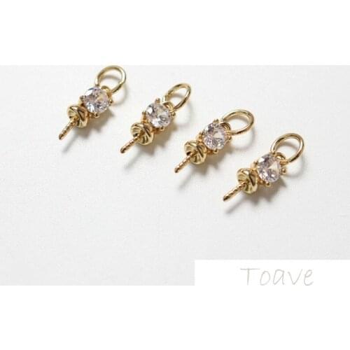 Copper plated 18K true gold beads zircon cap pendant head diy earring bracelet necklace material accessories