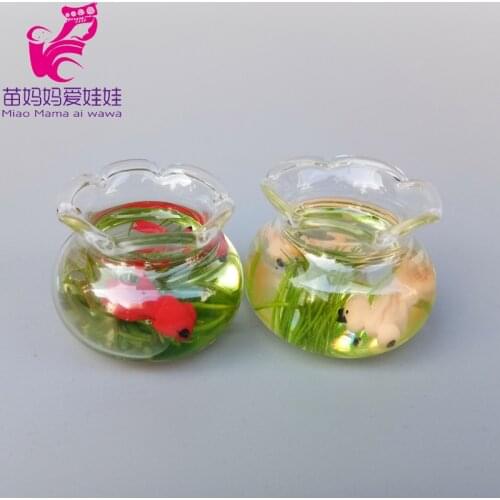 Mini goldfish bowl doll house diy decoration charm tea bottle and cup for barbie blythe licca doll