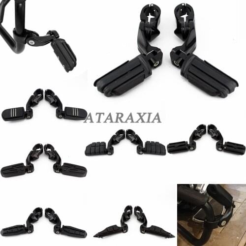 Motorcycle 1 1/4" 32mm Adjustable Highway Engine Guard Foot Peg Mounts Clamps Footrest Pedal For Harley Cafe Racer Bikes Footpeg