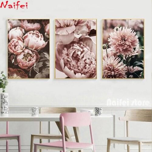 Peony Flower 5d Diy diamond Painting Cross Stitch full square round 3 pieces Gold Floral diamond embroidery home decor art gift
