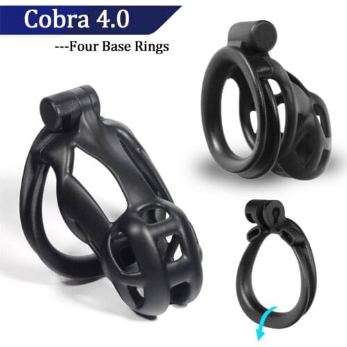 Latest Cobra 4.0 Cock Cage With Four Penis Ring Resin Chastity Device Adult BDSM Belt Lock Sex Toy Holy Trainer For Men Gay