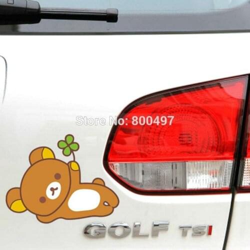 10 x Newest Lovely Car Cover Cartoon Bear Rilakkuma Four-leaf Clover Car Decal for Toyota Chevrolet Volkswagen Honda Tesla Lada