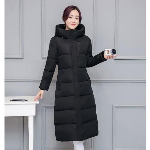 Winter New Women Down cotton jacket Casual Solid thick warm Long Hooded parkas Jackets female pocket sintepon snow coats M-3XL