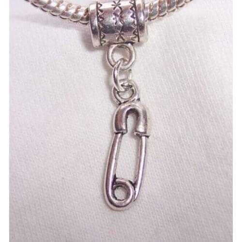 Diaper Safety Pin Wholesale Fashion Jewelry 100Pcs Antique Charm Pendant Bracelets & Necklaces Jewelry Fitting