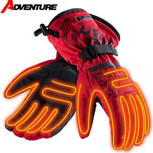 Motorcycle Heated Gloves Touch Screen Guantes Moto Warm Heated Moto Gloves Waterproof Winter Full Finger Gloves Rechargeable