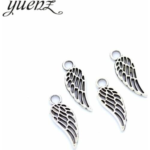 YuenZ 40pcs Antique Silver Plated Wing Handmade Charms Pendant:DIY for bracelet necklace 18*7mm D448