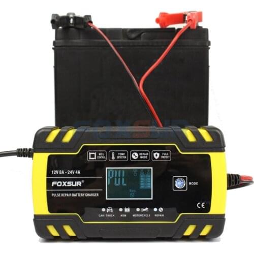 12V 8A 24V 4A Full Automatic Car Battery Charger Power Pulse Repair Chargers Wet Dry Lead Acid Battery-chargers Digital LCD Disp