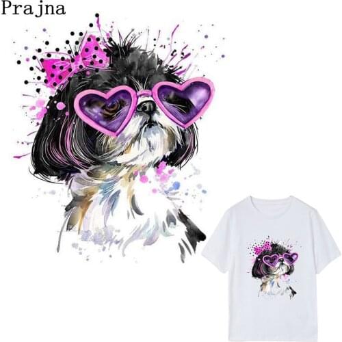 Prajna Dog Patch For Clothing Iron On Patches DIY Decoration Fabric Applique Heat Transfer Kids Clothes Stickers Children Gift E