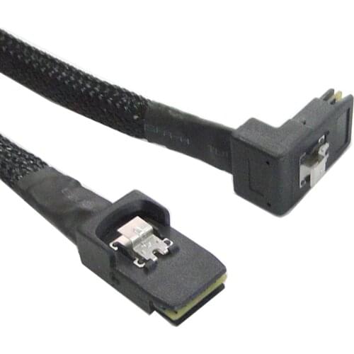 CY 1.0m SFF 8087 Mini SAS 4i 36 Pin to SFF 8087 Mini SAS 36pin 90D Right Angled Cable