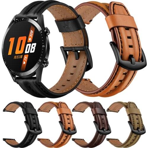 Genuine Leather Band For HUAWEI WATCH GT 2 46mm GT2 Smartwatch Strap Watchband for HONOR Magic Watch 2 46mm MagicWatch bracelet