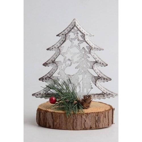 Christmas Series Retro Hollow Pine Log Wrought Iron Ornaments Christmas Tree Ornaments Home Decoration Crafts