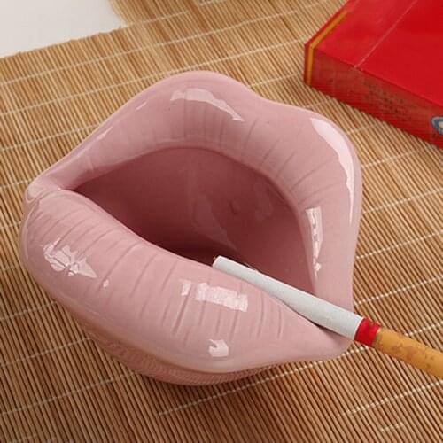 Pink,Purple and Red Creative Personality Lip Shape Ashtray Ceramic Ashtray Home Hotel Decoration Ashtray