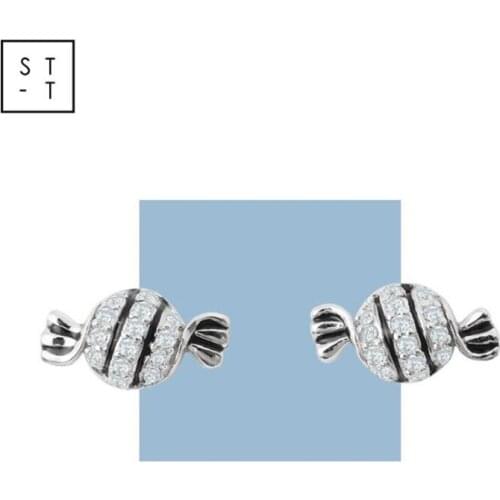 New Fashion Fun Snack Candy 925 Sterling Silver Jewelry Temperament Sweet Personality Exquisite Crystal Stud Earrings SE191