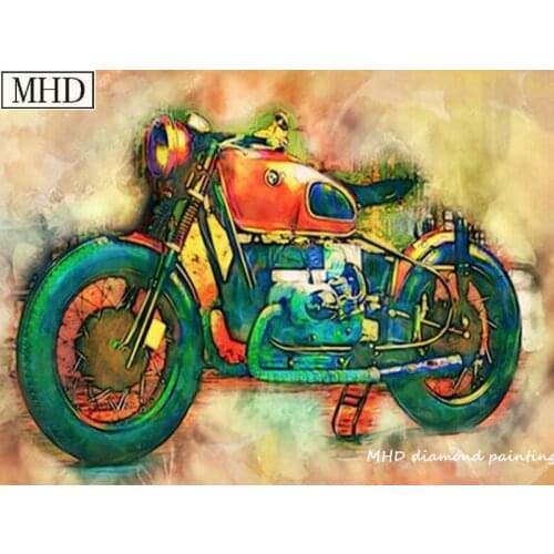 Rhinestone mosaic diamond painting cross stitch motorcycle picture new arrival square 5d diy diamond embroidery kit