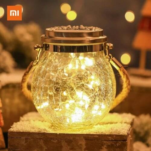Xiaomi Solar Mason Jar Lights Courtyard Garden Indoor LED Decorative Lights Color Crack Landscape Glass Bottle Cap Light