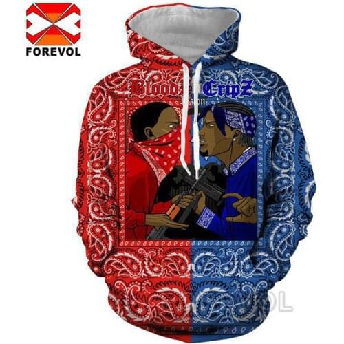 Hip hop tops punk personality hoodie 3d print blood gang men women hoodies sweatshirt oversized harajuku streetwear clothes