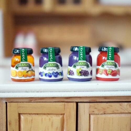 Umedolly 4PCS Cute 1:6 Miniature Food Jam Dollhouse Kitchen Pretend Play Toy Accessories