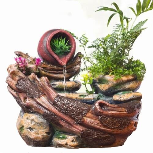 Water landscape home decoration indoor fleshier plant bonsai lucky rockery water fountain luck feng shui humidifier