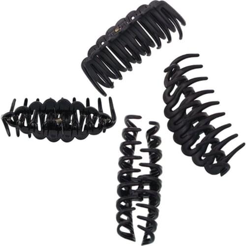 12cm Women Large Thick Jumbo Hair Clip Scrub Black Claw Ponytail Holder Clamp Geometric Simple Bath Shower Spring Banana Clip