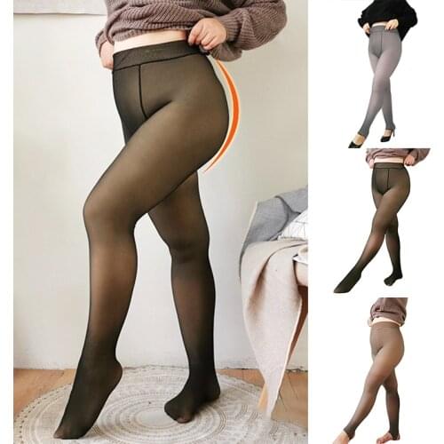 Women Fashion Plus Size80G 250G- 350 45KG-75KG New Legs Fake Translucent Warm Fleece Soft Leggings Thick Stretchy For girl