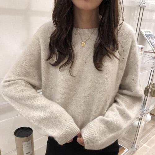 2021 Womens Autumn Winter New Loose Knitted Pullovers Female Solid Color Sweater Tops Ladies Long Sleeve Warm Jumpers R602