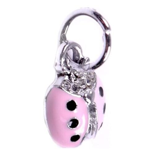 1 PC Lucky Pink Ladybug pendant drop oil craft diamond-encrusted temperament fashion woman