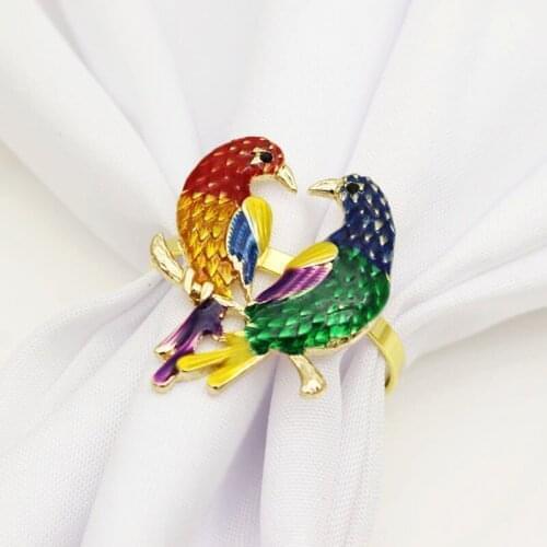 10pcs/lot New bird napkin ring metal napkin buckle restaurant mouth cloth napkin ring holiday party desktop decorations