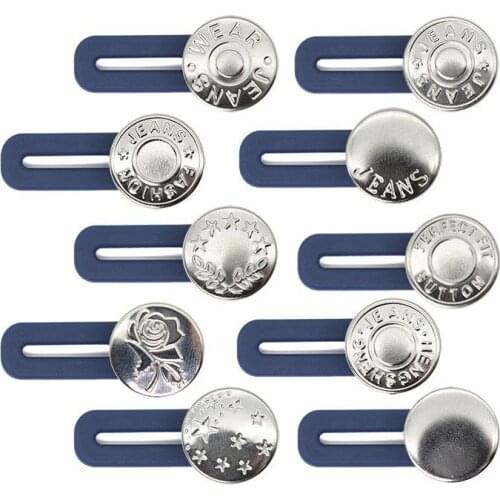 2PCS Magic Metal Button Extender for Pants Jeans Free Sewing Adjustable Retractable Waist Extenders Button Waistband Expander