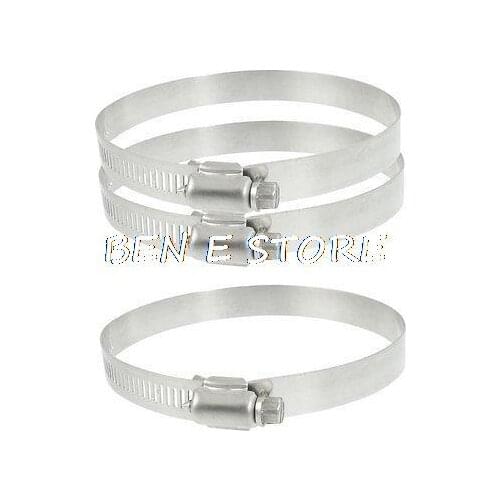 3 Pieces Stainless Steel 72mm to 95mm Hose Pipe Clamps Clips Fastener